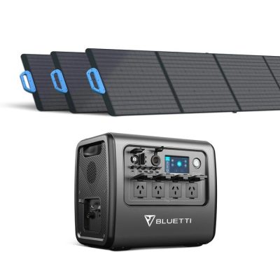 BLUETTI EB200P + Solar Panels | Solar Generator Kit, EB200P+2*PV350 | 2200W, 2048Wh, 700W Solar Kit