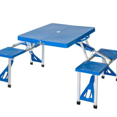 Foldable Lightweight 4-seater Camping Table Set - Blue