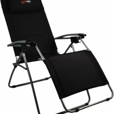 BlackWolf Folding Reclining Lounger Chair Quick Fold Down - Jet Black