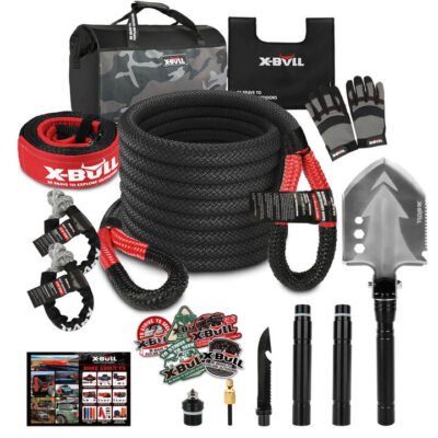 X-BULL Snatch Strap Soft Shackles Kinetic Recovery Rope Folding Shovel Survival