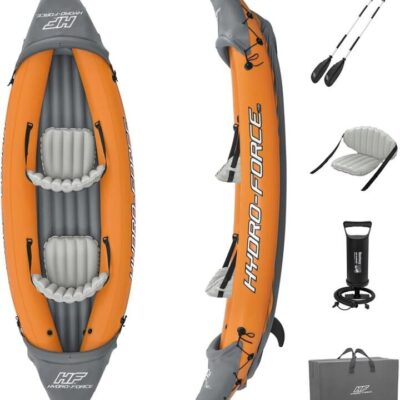 3.21m x 1.00m Rapid X2 Kayak for 2 with Hand Pump, Paddles, Seats, Fins and Storage Bag Two Seater