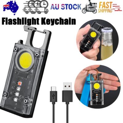 Mini Flashlight Keychain USB Rechargeable Cob Waterproof Portable Led Work Light