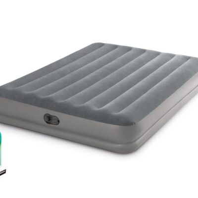 INTEX Queen Dura-Beam Standard Prestige Air Mattress 12" Queen w/ Built-In USB Electric Pump 64114