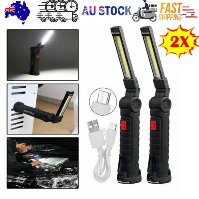 Portable COB LED Work Light Car Garage Mechanic USB Rechargeable Torch Lamp AU